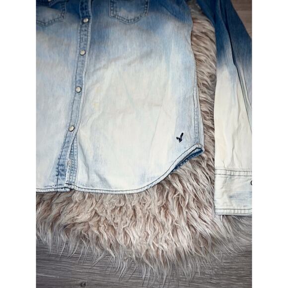 American eagle outfitters women’s long sleeve button down jean shirt - Picture 2 of 11